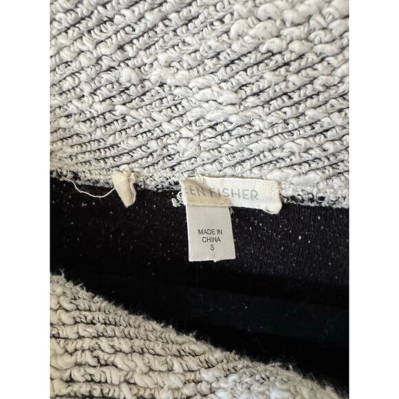 Eileen Fisher Black and White Cotton Cowl Neck Boucle Sweater Sz S - Picture 3 of 5